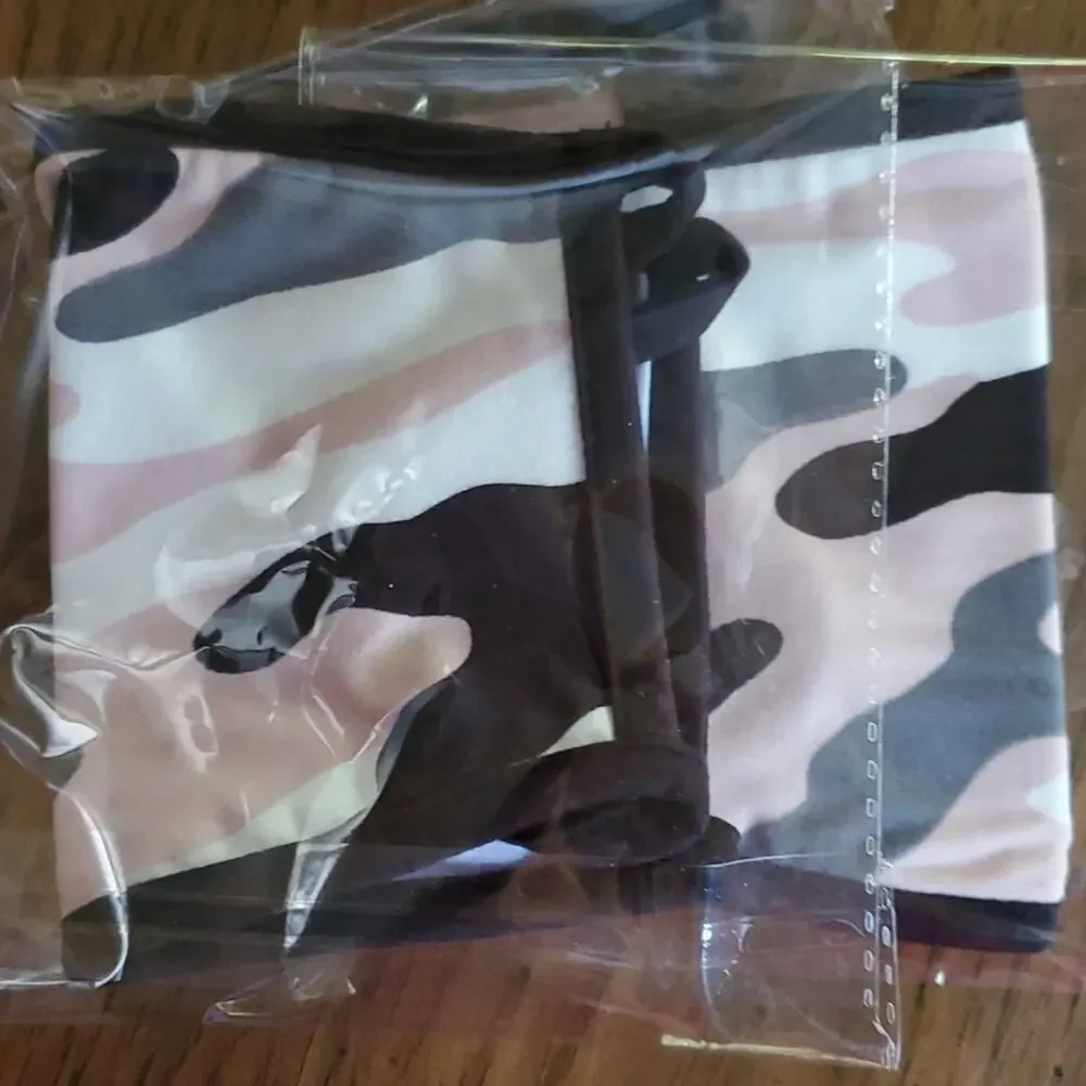 Pink, black, gray, white camo soft face mask